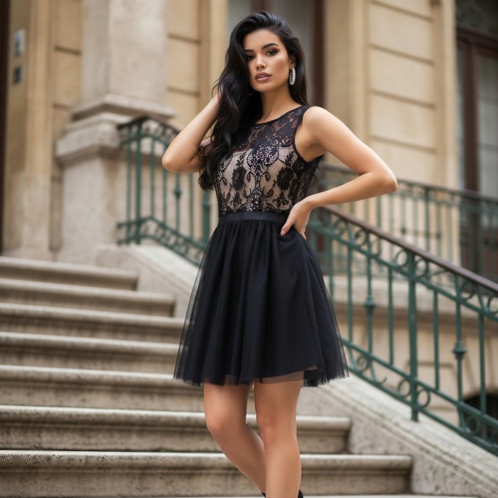 As U Wish Black Lace Dress
